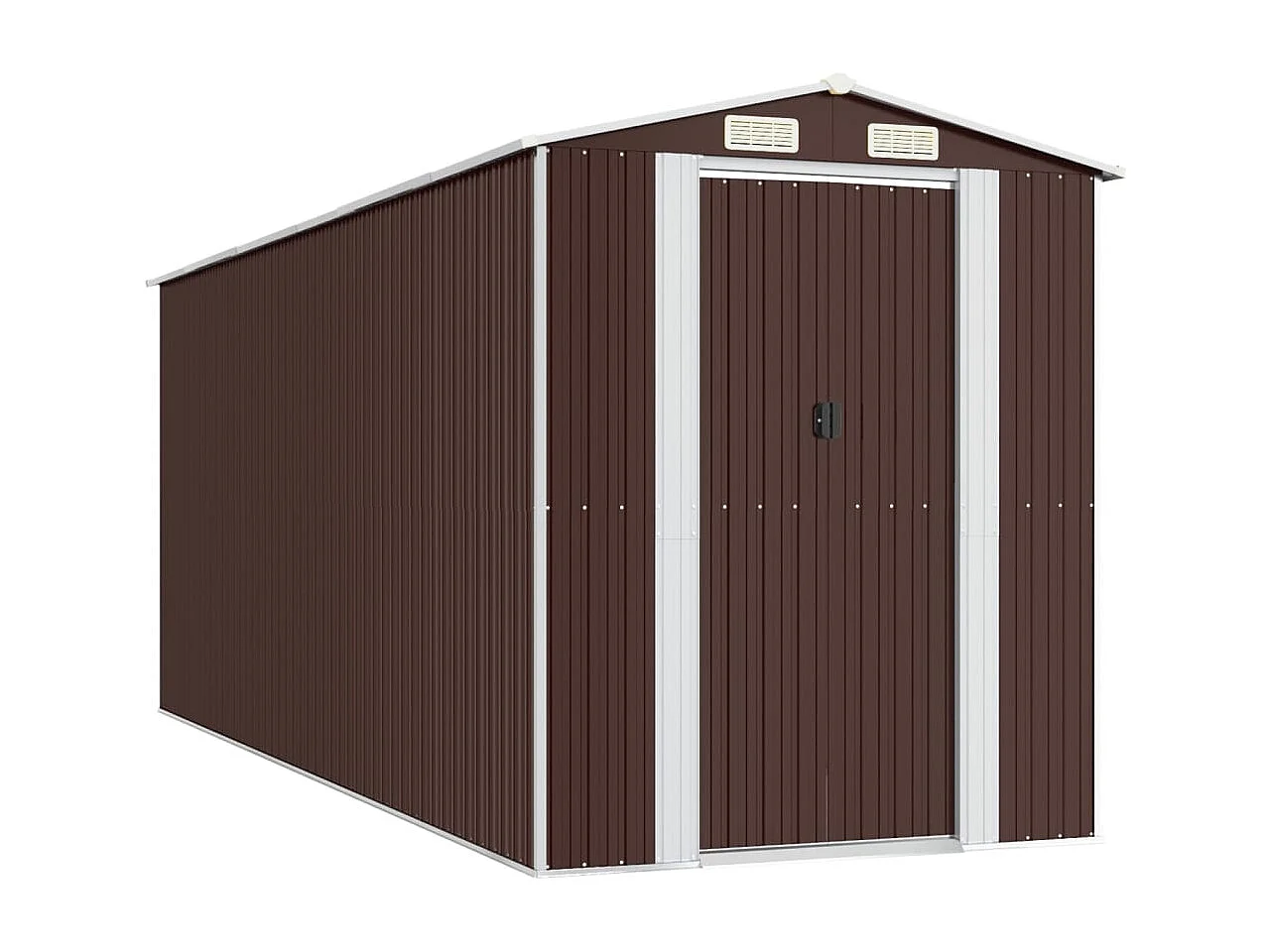 Galpão de jardim, cabana, casa de armazenamento, galpão ao ar livre, ferramentas, robusto, escuro, 192 x 523 x 223 cm, aço galvanizado marrom 02_0022321