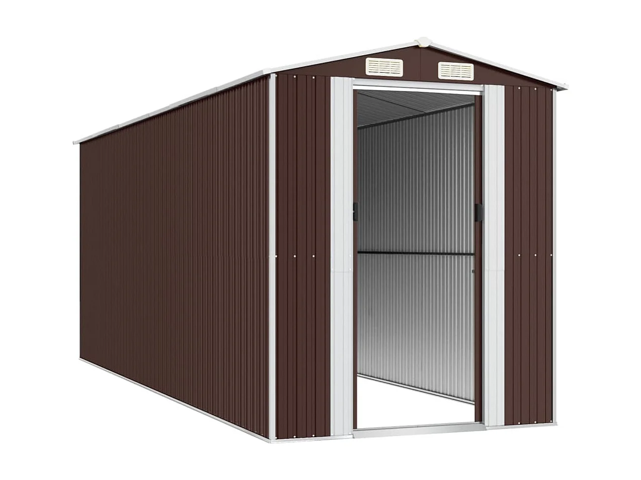 Galpão de jardim, cabana, casa de armazenamento, galpão ao ar livre, ferramentas, robusto, escuro, 192 x 523 x 223 cm, aço galvanizado marrom 02_0022321