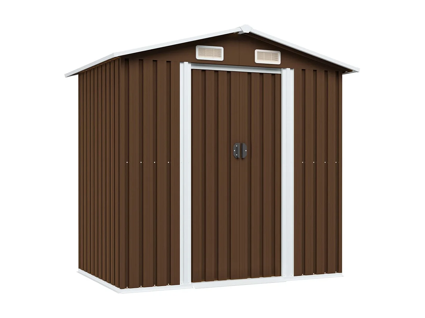 Abrigo de jardim, cabana, casa de armazenamento, galpão ao ar livre, ferramentas robustas 204 x 132 x 186 cm aço marrom 02_0022386