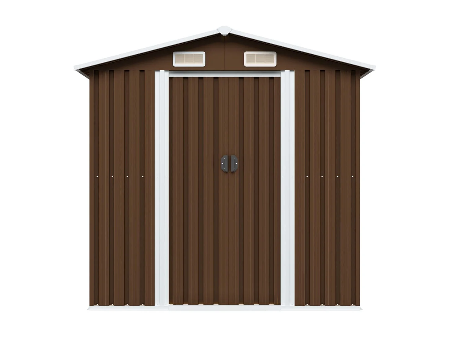 Abrigo de jardim, cabana, casa de armazenamento, galpão ao ar livre, ferramentas robustas 204 x 132 x 186 cm aço marrom 02_0022386