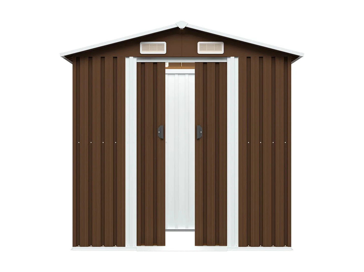 Abrigo de jardim, cabana, casa de armazenamento, galpão ao ar livre, ferramentas robustas 204 x 132 x 186 cm aço marrom 02_0022386