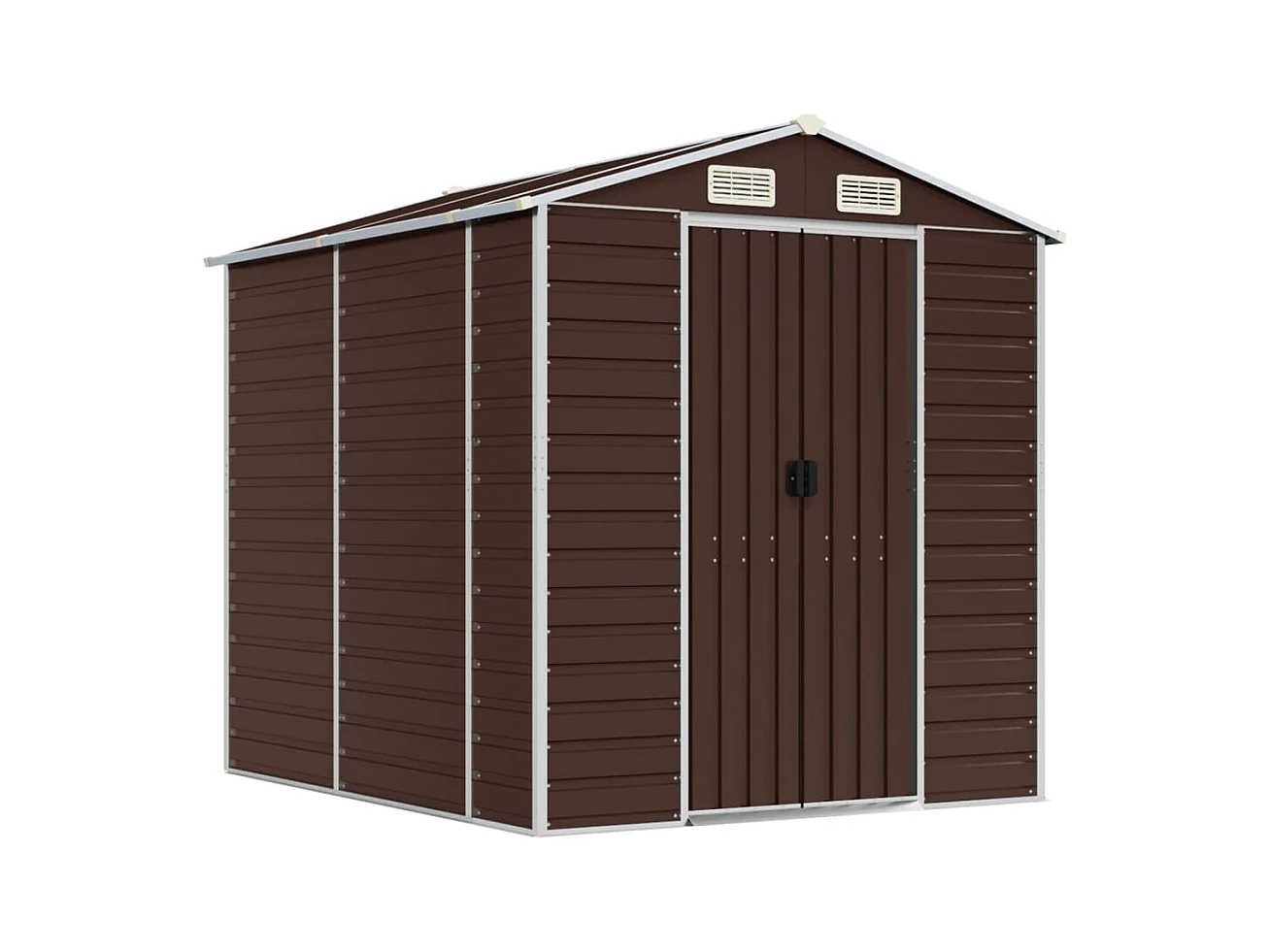 Casetta da giardino casetta per capanni casetta per riporre gli attrezzi casetta per esterni robusta 191 x 215 x 198 cm acciaio zincato marrone 02_0022269