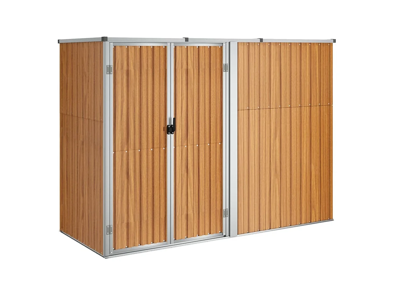 Casetta da giardino casetta per capanni casetta per ripostigli casetta per attrezzi da esterno robusta 225 x 89 x 161 cm acciaio zincato marrone 02_0022422