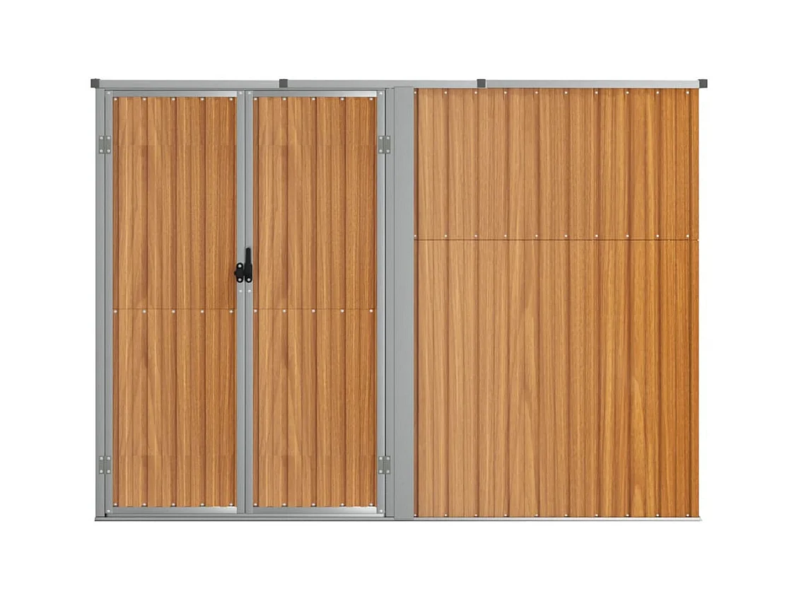 Casetta da giardino casetta per capanni casetta per ripostigli casetta per attrezzi da esterno robusta 225 x 89 x 161 cm acciaio zincato marrone 02_0022422