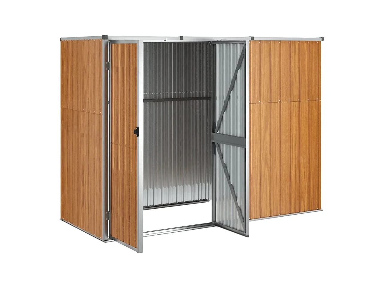 Casetta da giardino casetta per capanni casetta per ripostigli casetta per attrezzi da esterno robusta 225 x 89 x 161 cm acciaio zincato marrone 02_0022422