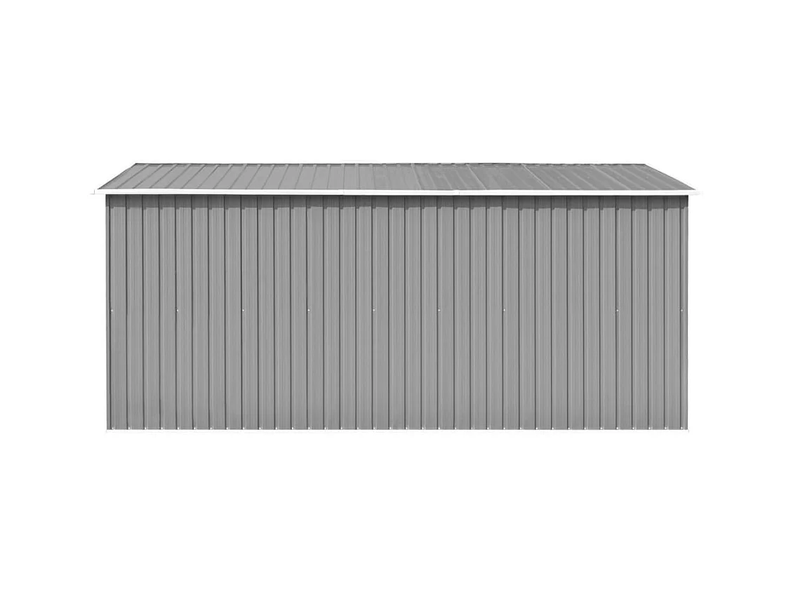 Abrigo de jardim, cabana, casa de armazenamento, galpão ao ar livre, ferramentas robustas 257 x 392 x 181 cm metal cinza 02_0022167