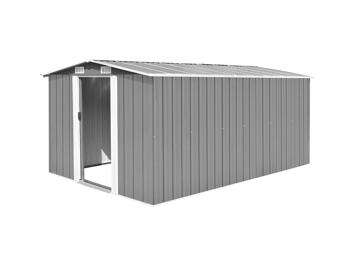 Abri de jardin cabane métal grise 257 x 392 x 181 cm 02_0022167