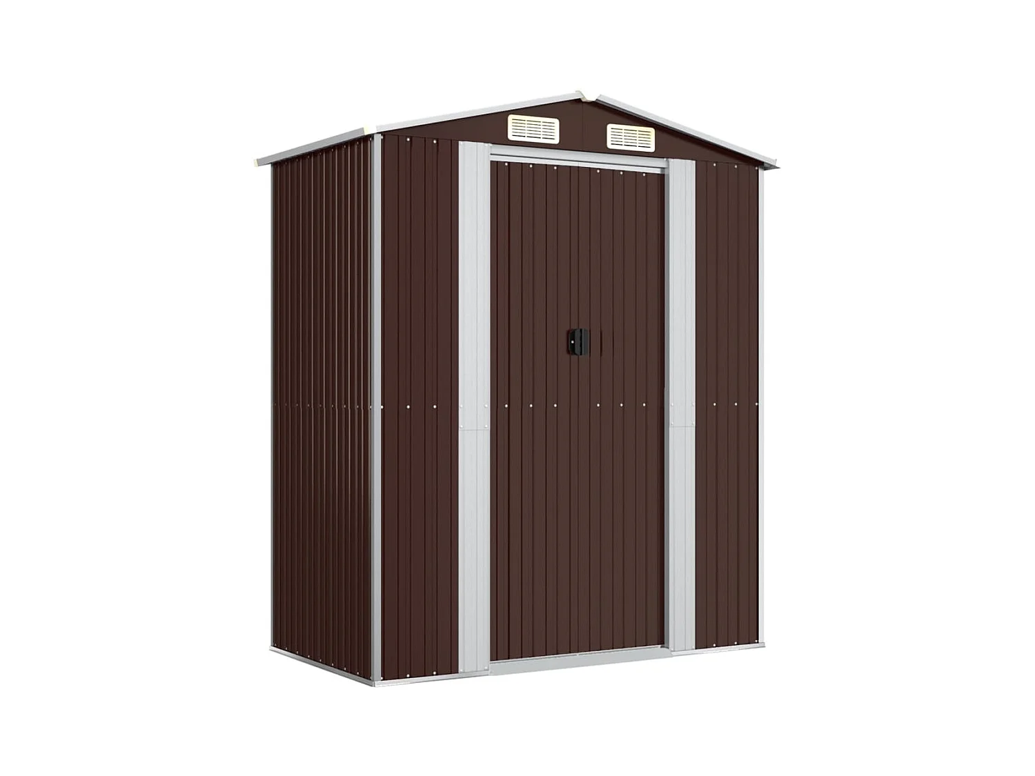 Galpão de jardim, cabana, casa de armazenamento, galpão ao ar livre, ferramentas, robusto, escuro, 192 x 108 x 223 cm, aço galvanizado marrom 02_0022316