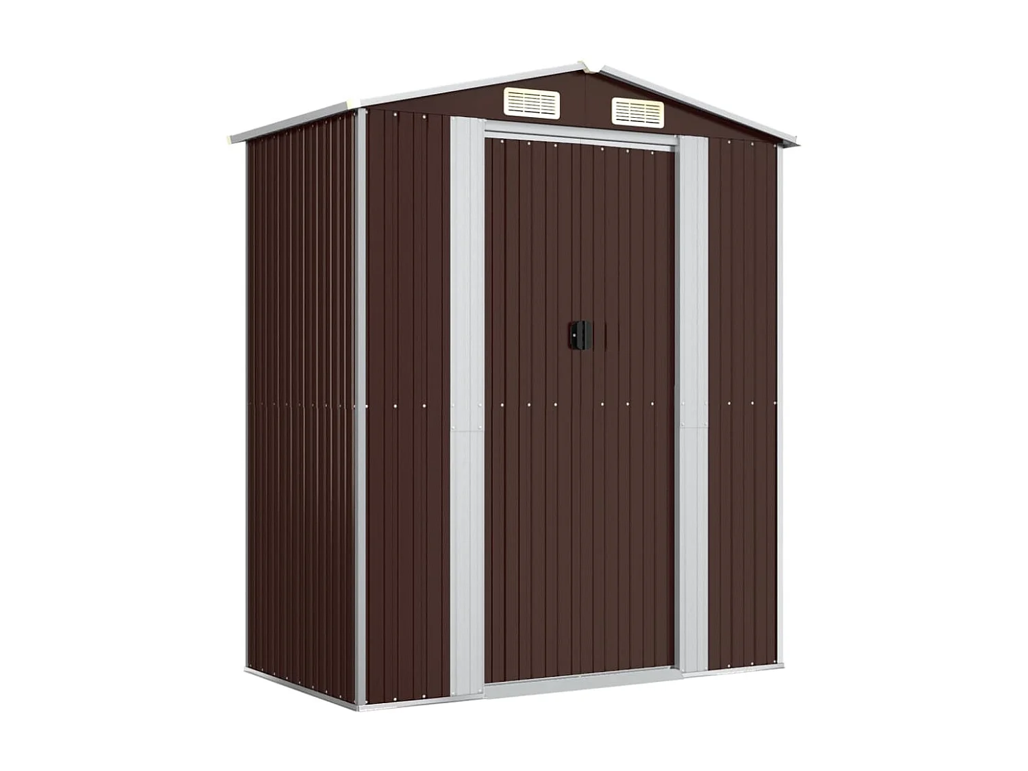 Galpão de jardim, cabana, casa de armazenamento, galpão ao ar livre, ferramentas, robusto, escuro, 192 x 108 x 223 cm, aço galvanizado marrom 02_0022316