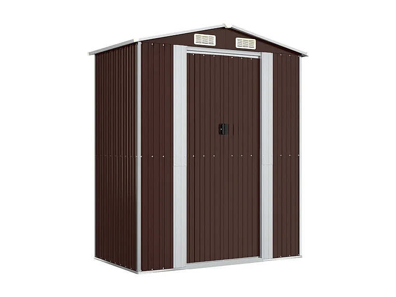 Galpão de jardim, cabana, casa de armazenamento, galpão ao ar livre, ferramentas, robusto, escuro, 192 x 108 x 223 cm, aço galvanizado marrom 02_0022316