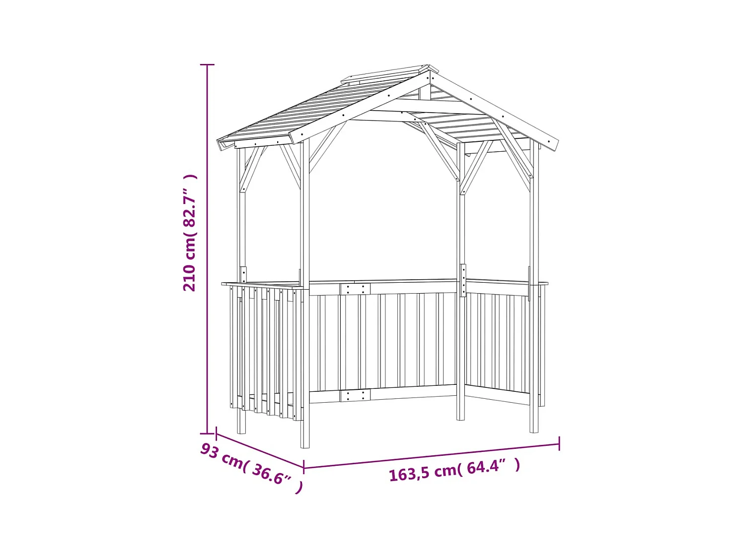 Abri de barbecue 163,5 bois marron 163.5 x 93 x 210 cm 02_0022159