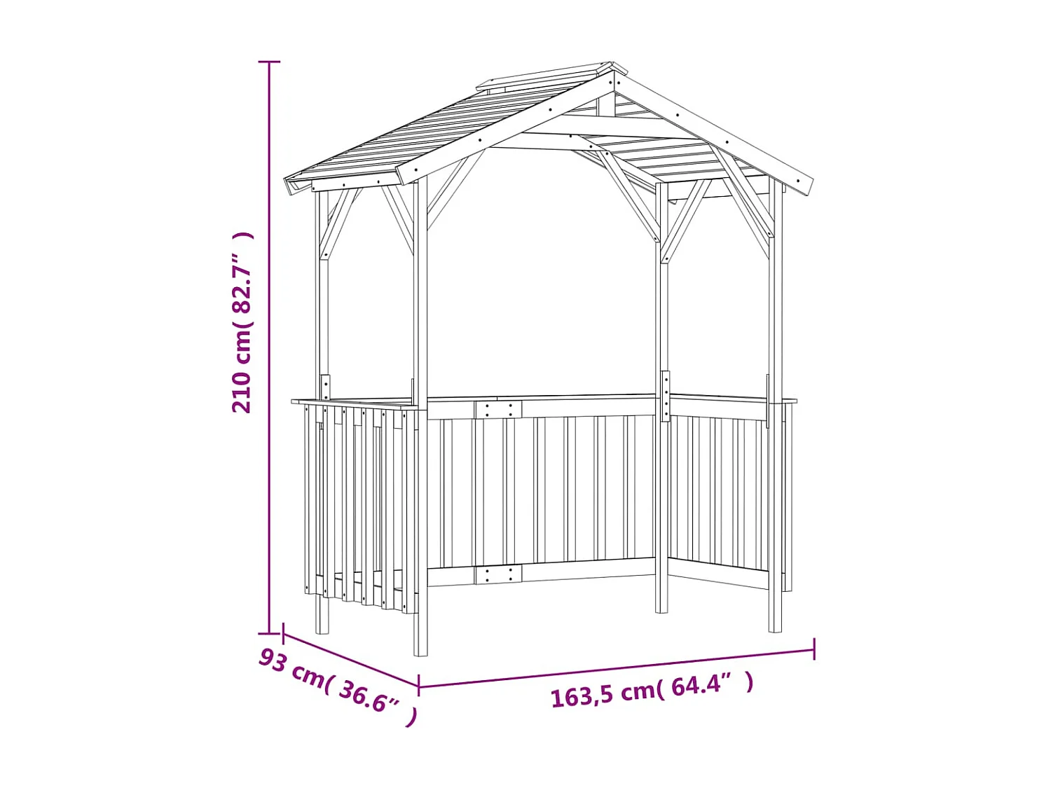 Refugio para barbacoa 1635 x 93 x 210 cm Madera de pino impregnada verde 02_0022159
