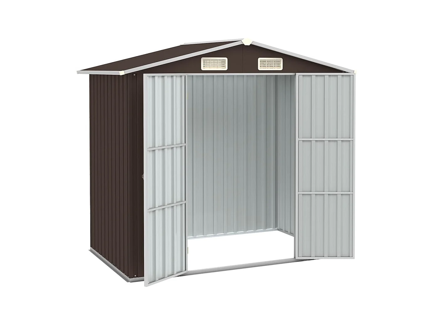 Abrigo de jardim, cabana, casa de armazenamento, galpão ao ar livre, ferramentas robustas 205 x 129 x 183 cm, aço galvanizado marrom 02_0022280