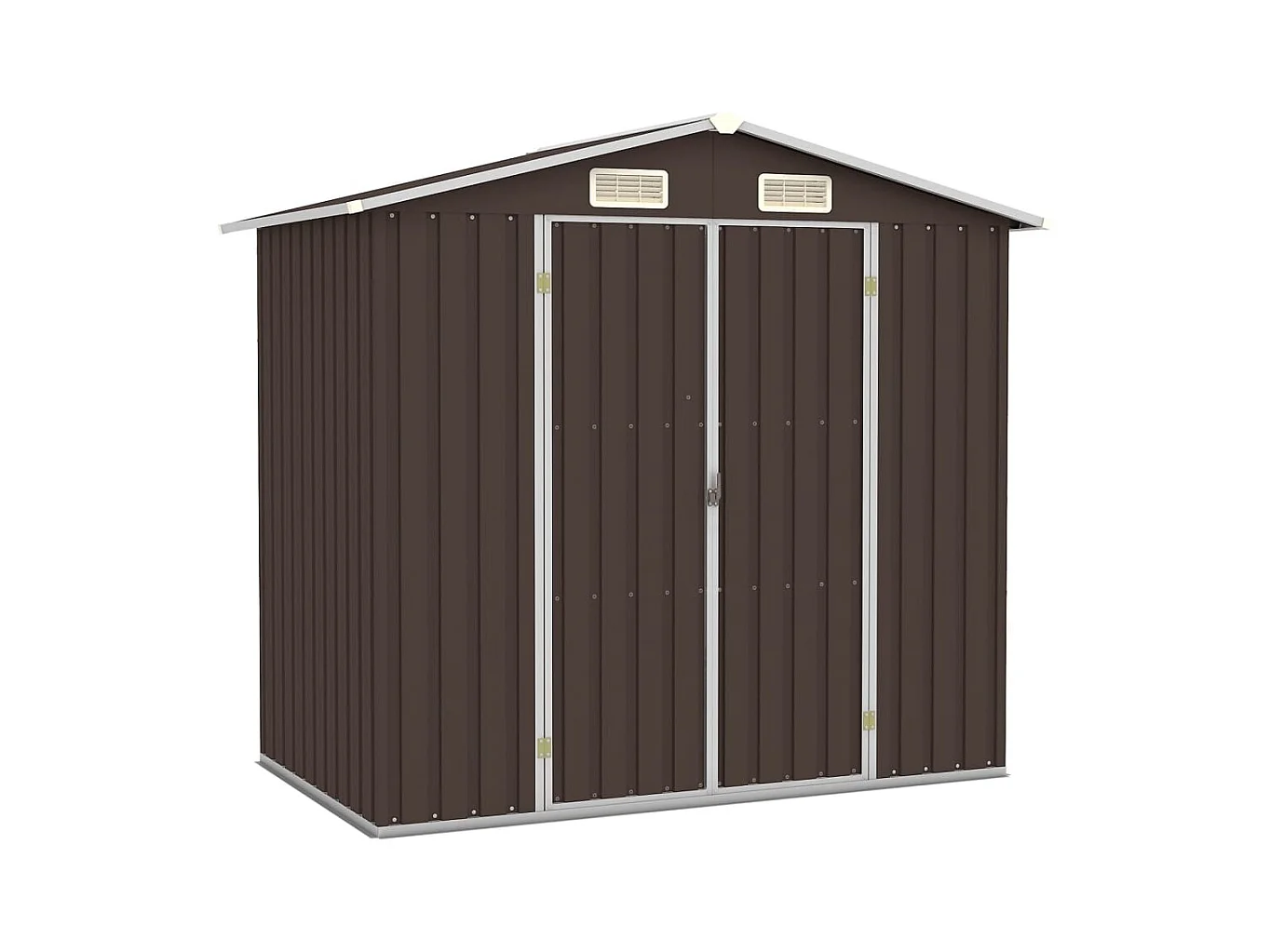 Abrigo de jardim, cabana, casa de armazenamento, galpão ao ar livre, ferramentas robustas 205 x 129 x 183 cm, aço galvanizado marrom 02_0022280