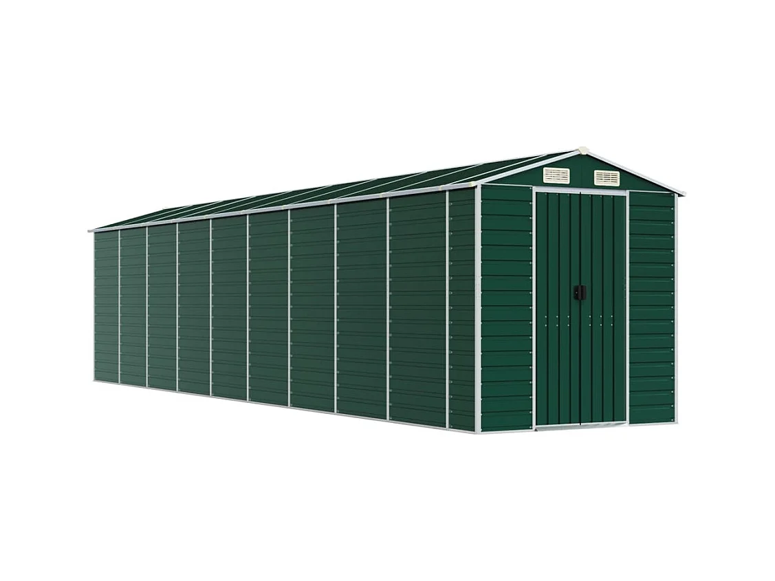 Abrigo de jardim, cabana, casa de armazenamento, galpão ao ar livre, ferramentas robustas 191 x 810 x 198 cm aço galvanizado verde 02_0022355