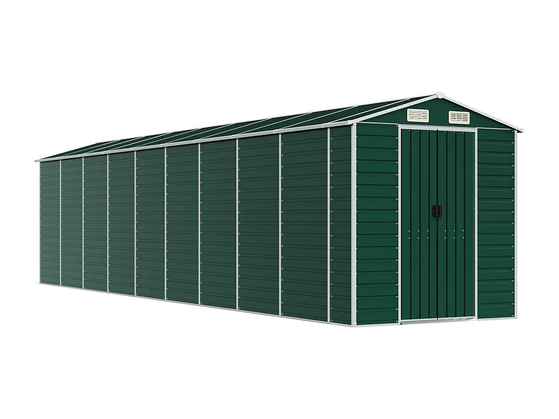 Abrigo de jardim, cabana, casa de armazenamento, galpão ao ar livre, ferramentas robustas 191 x 810 x 198 cm aço galvanizado verde 02_0022355