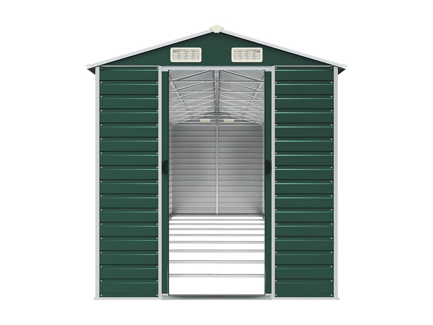 Abrigo de jardim, cabana, casa de armazenamento, galpão ao ar livre, ferramentas robustas 191 x 810 x 198 cm aço galvanizado verde 02_0022355