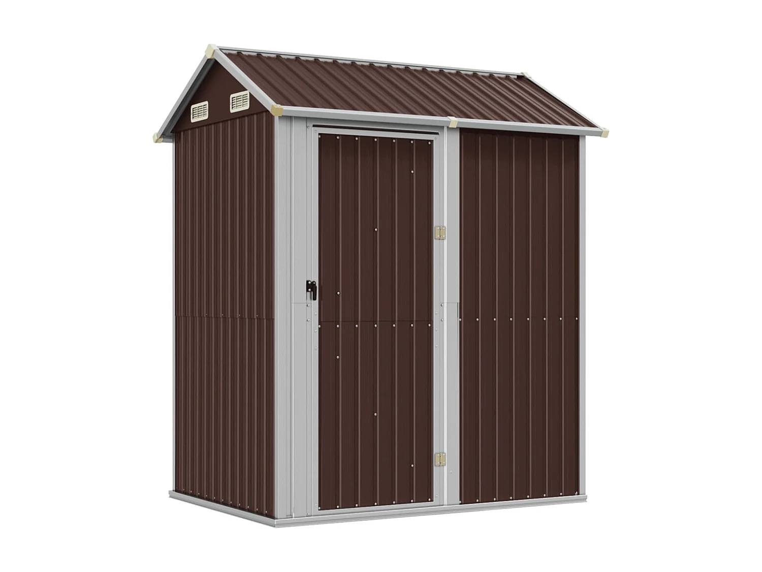 Abrigo de jardim, cabana, casa de armazenamento, galpão ao ar livre, ferramentas robustas 192 x 152,5 x 237 cm, aço galvanizado marrom 02_0022279