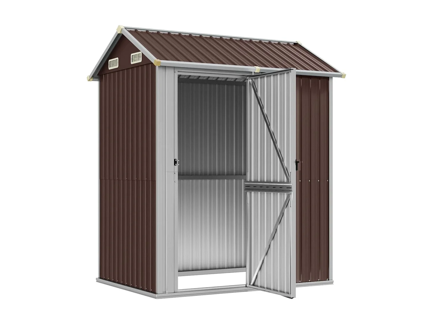 Abrigo de jardim, cabana, casa de armazenamento, galpão ao ar livre, ferramentas robustas 192 x 152,5 x 237 cm, aço galvanizado marrom 02_0022279