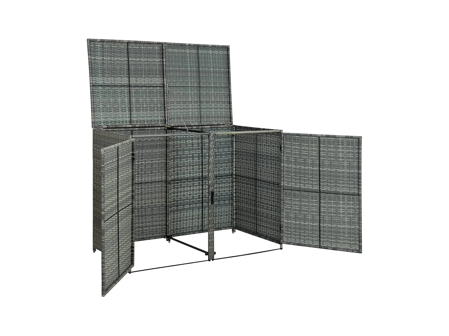 Abrigo de lixeira dupla Resina vime 148 x 77 x 111cm antracite 02_0022381