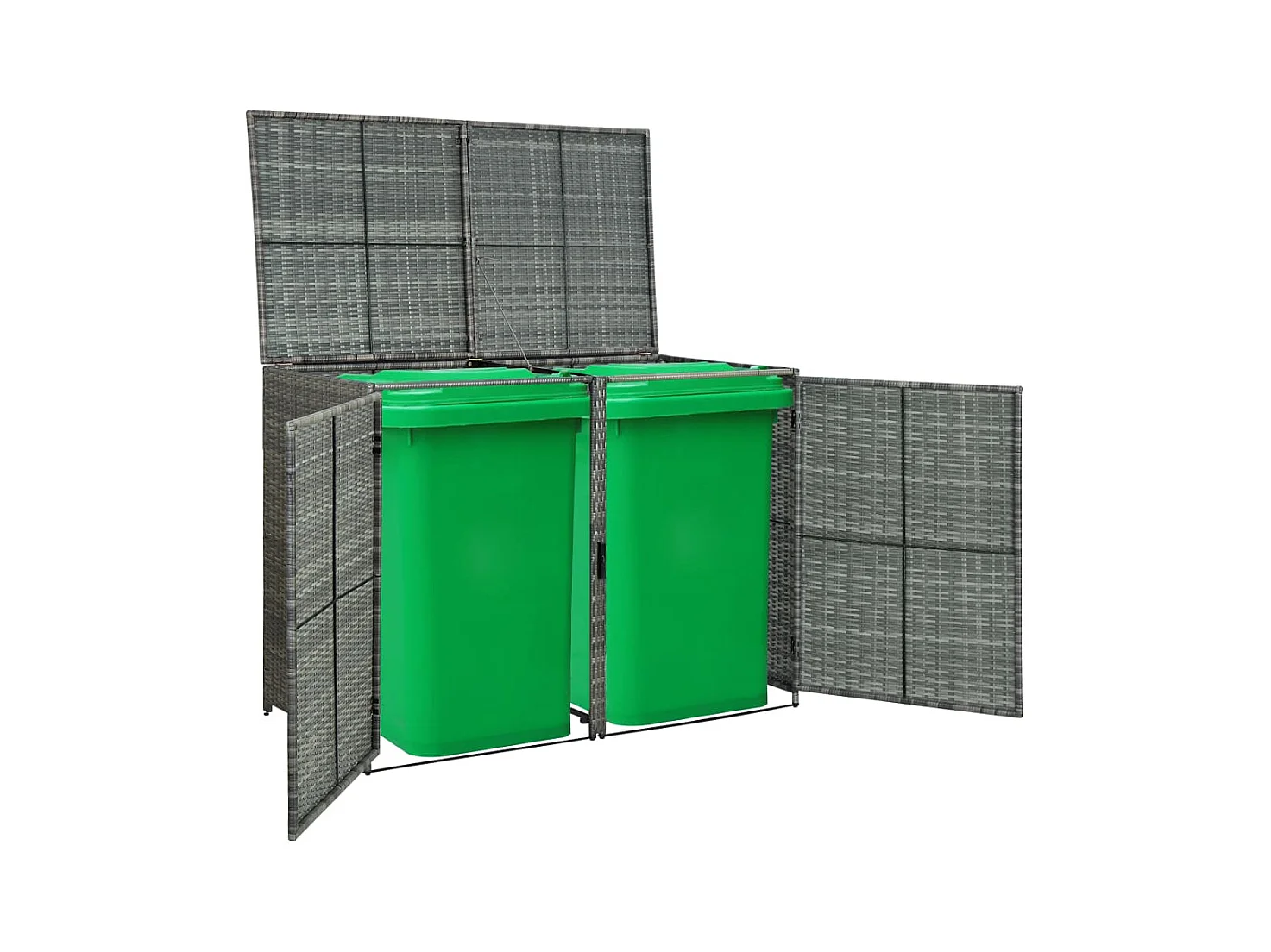 Abrigo de lixeira dupla Resina vime 148 x 77 x 111cm antracite 02_0022381