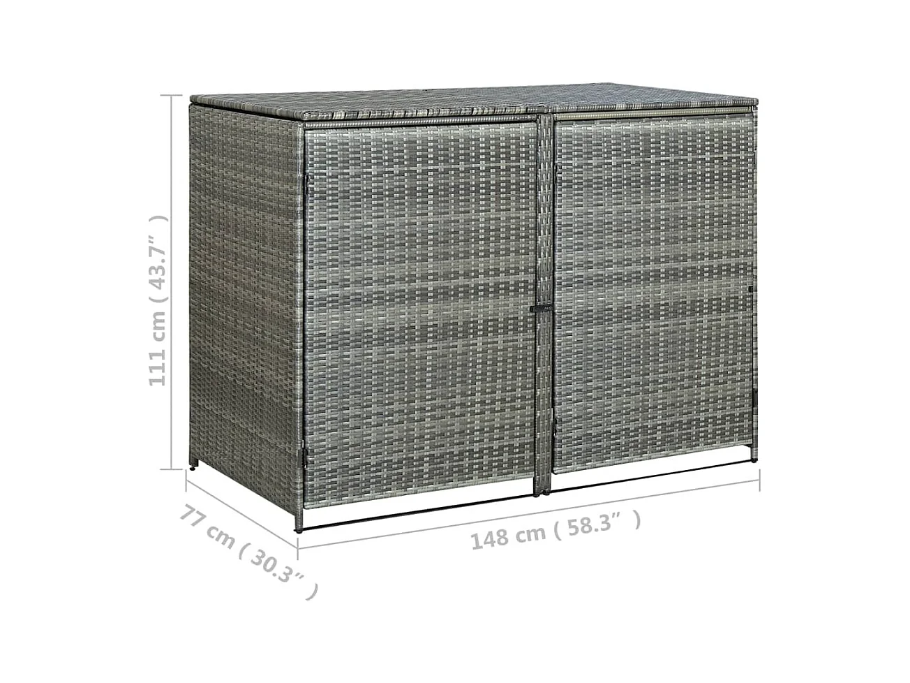 Abrigo de lixeira dupla Resina vime 148 x 77 x 111cm antracite 02_0022381