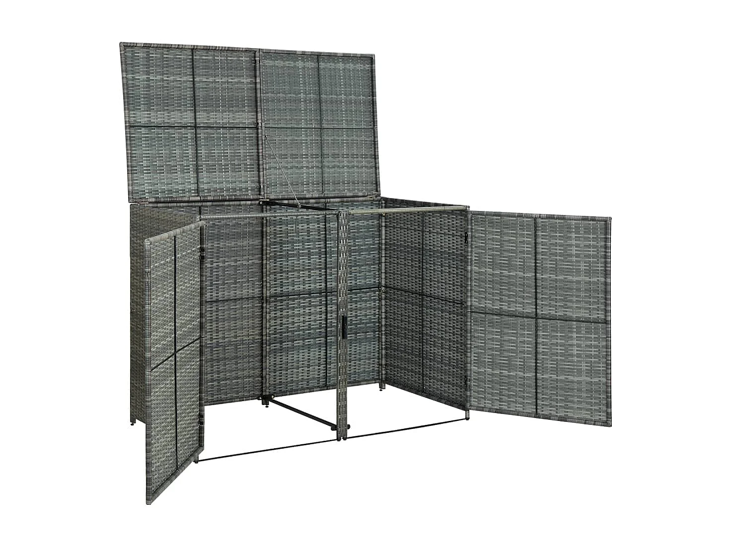 Abrigo de lixeira dupla Resina vime 148 x 77 x 111cm antracite 02_0022381