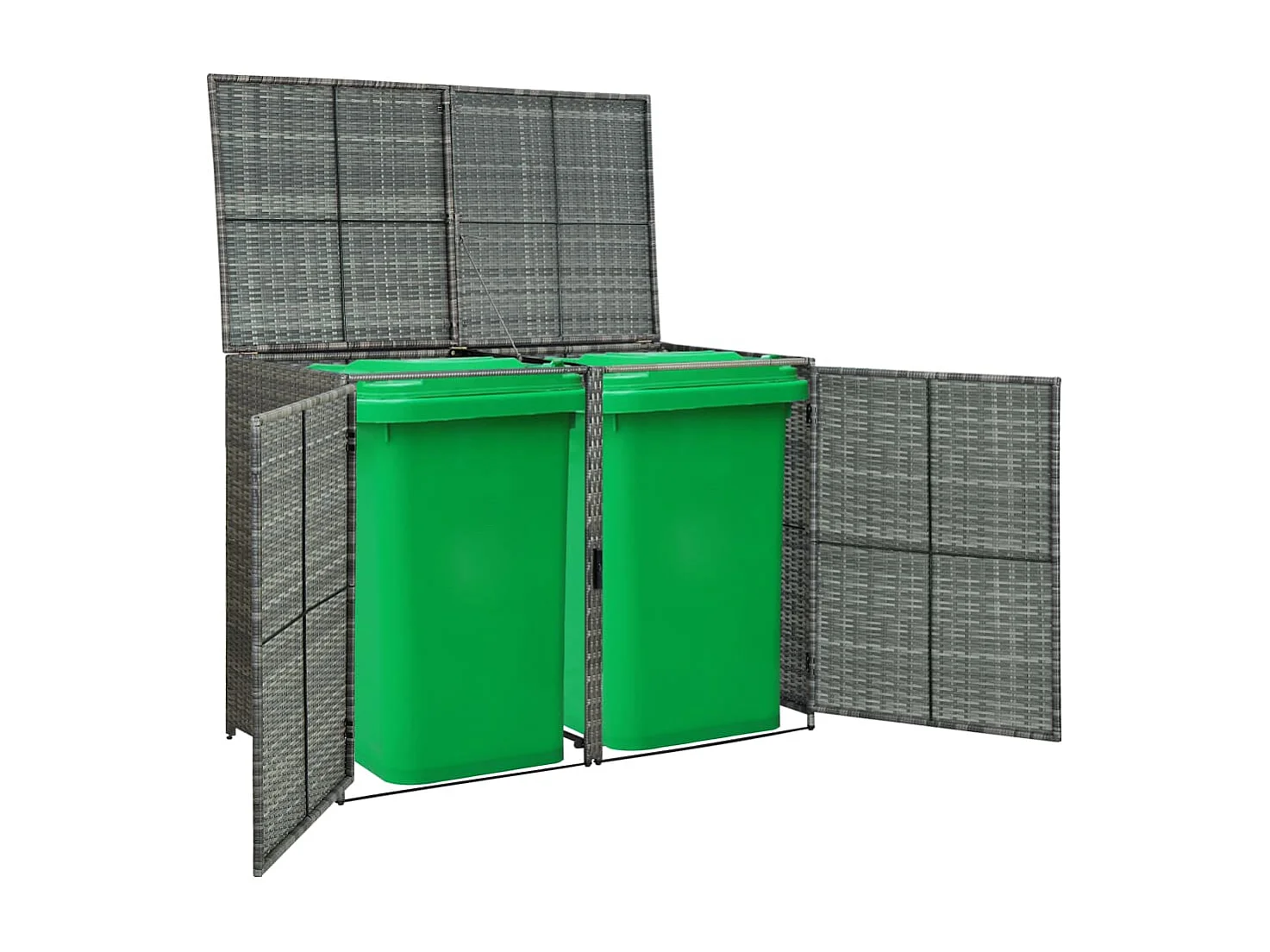 Abrigo de lixeira dupla Resina vime 148 x 77 x 111cm antracite 02_0022381