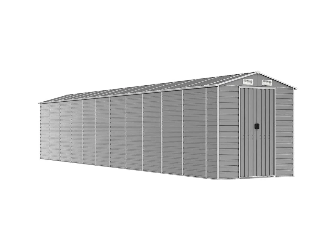Galpão de jardim Cabine Galpão Casa de armazenamento Galpão ao ar livre Ferramentas Robusto Transparente 191 x 980 x 198 cm Aço Galvanizado Cinza 02_0022251