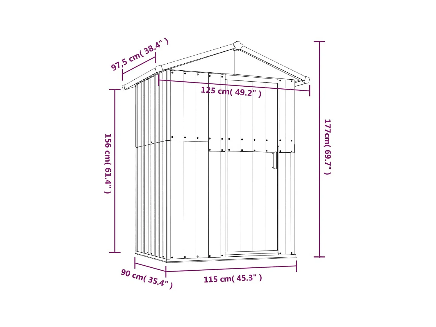 Abri de jardin cabane 126 x 97.5 x 177 cm 02_0022181