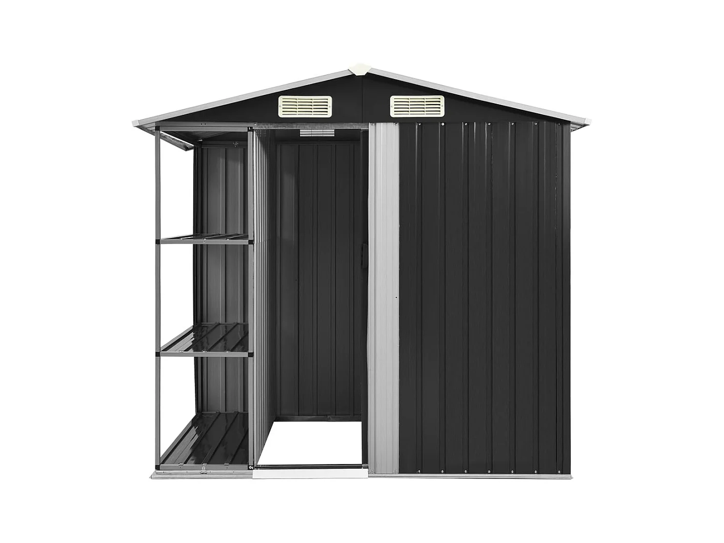 Casetta da giardino Casetta per cabina Capanno per la casa Casetta per esterni Casetta per attrezzi robusta con ripiano 205 x 130 x 183 cm Ferro grigio 02_0022222