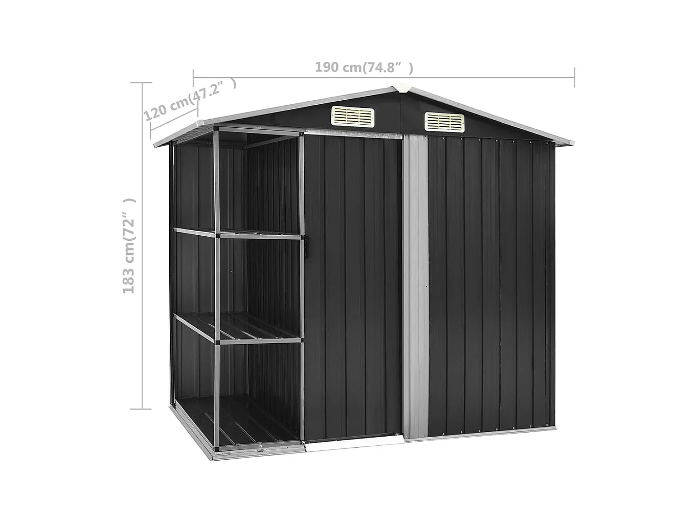 Casetta da giardino Casetta per cabina Capanno per la casa Casetta per esterni Casetta per attrezzi robusta con ripiano 205 x 130 x 183 cm Ferro grigio 02_0022222