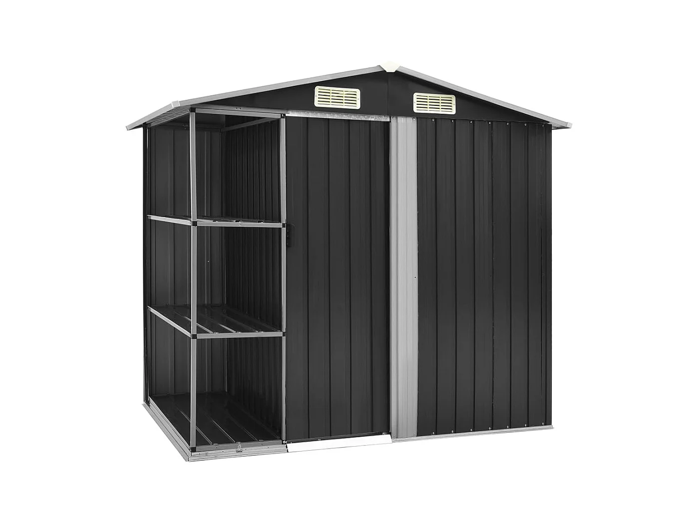 Galpão de jardim Cabine Galpão Casa Galpão de armazenamento Galpão ao ar livre Ferramentas robustas com prateleira 205 x 130 x 183 cm Ferro cinza 02_0022222