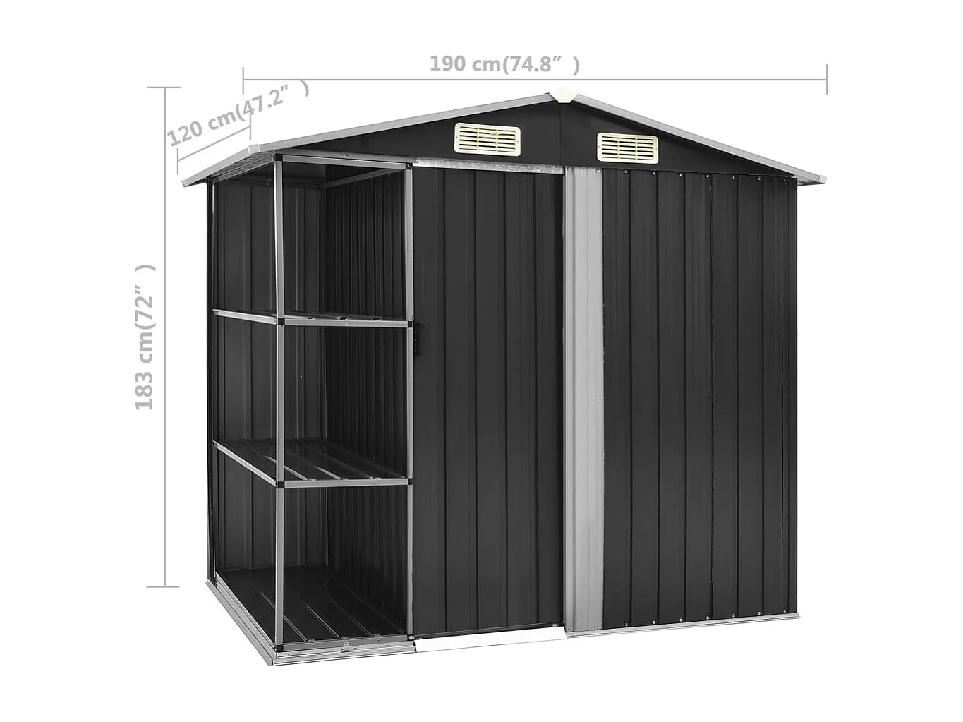 Abri de jardin cabane grise 205 x 130 x 183 cm 02_0022222