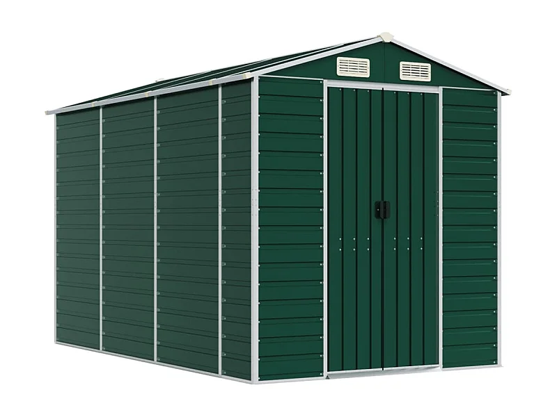 Casetta da giardino casetta per capanni casetta per ripostigli casetta per attrezzi da esterno robusta 191 x 300 x 198 cm acciaio zincato verde 02_0022349