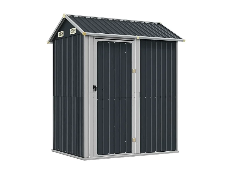 Abrigo de jardim, cabana, casa de armazenamento, galpão ao ar livre, ferramentas robustas 192 x 152,5 x 237 cm, aço galvanizado antracite 02_0022195