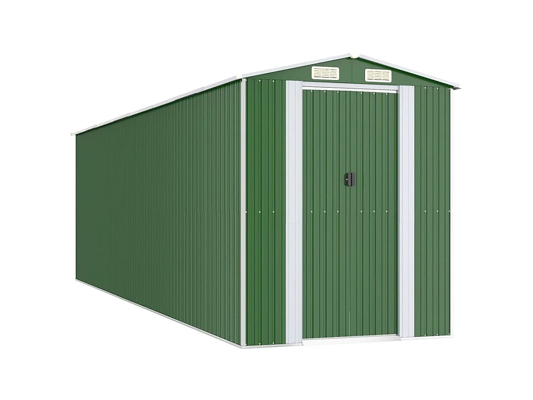Casetta da giardino casetta per capanni casetta per ripostigli casetta per attrezzi da esterno robusta 192 x 689 x 223 cm acciaio zincato verde 02_0022367
