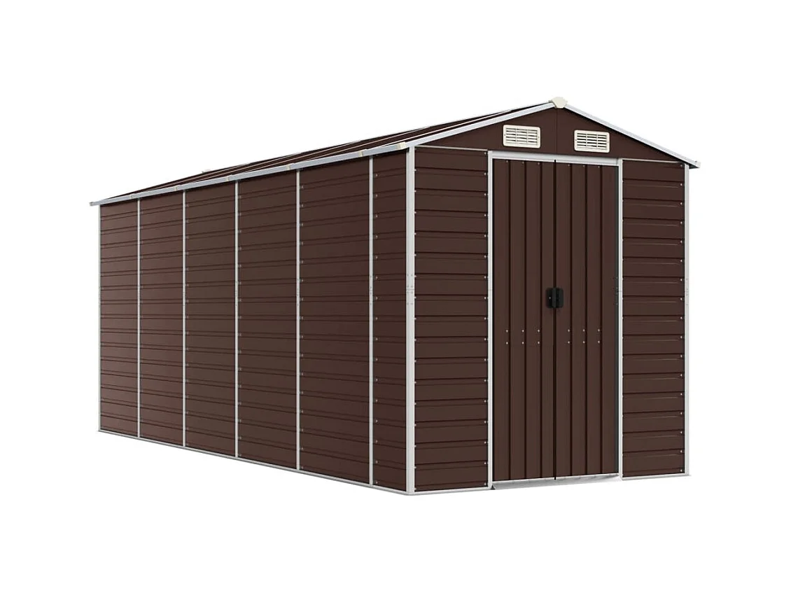 Casetta da giardino casetta per cabine casetta per riporre gli attrezzi casetta per esterni robusta 191 x 470 x 198 cm acciaio zincato marrone 02_0022272