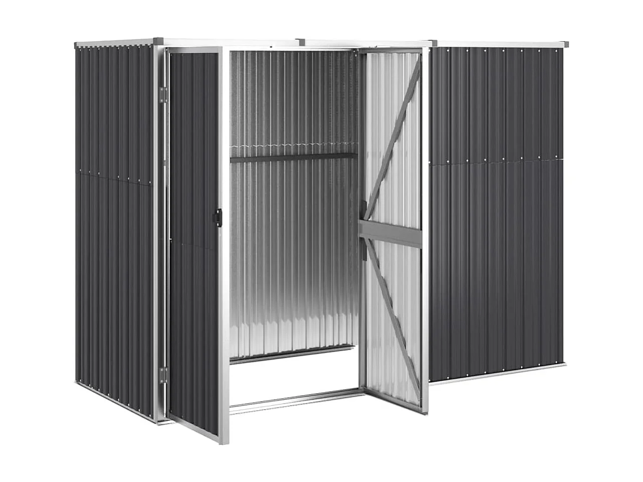 Galpão de jardim, cabana, casa de armazenamento, galpão ao ar livre, ferramentas robustas, 225 x 89 x 161 cm, aço galvanizado antracite 02_0022410