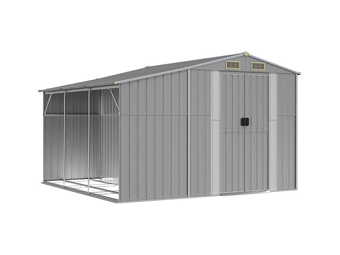 Casetta da giardino casetta per capanni casetta per riporre gli attrezzi casetta per esterni robusta 277 x 279 x 179 cm acciaio zincato grigio 02_0022237