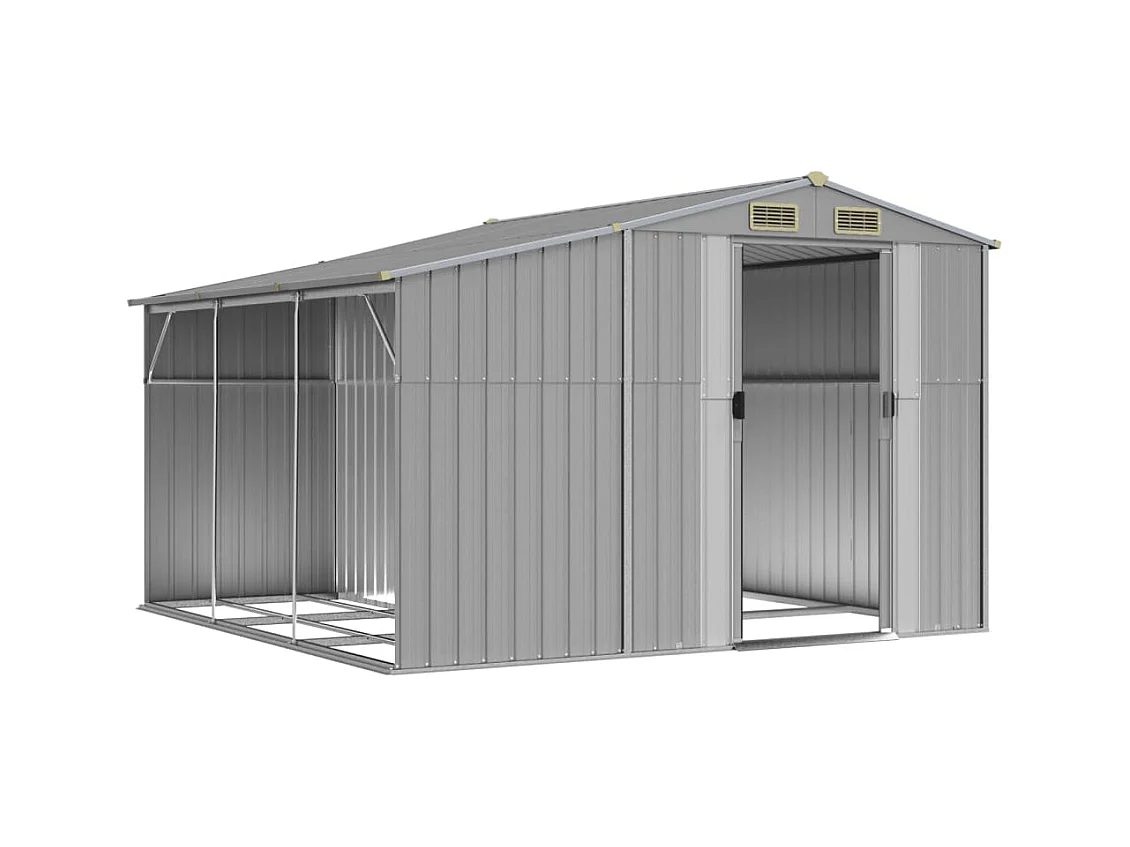 Casetta da giardino casetta per capanni casetta per riporre gli attrezzi casetta per esterni robusta 277 x 279 x 179 cm acciaio zincato grigio 02_0022237