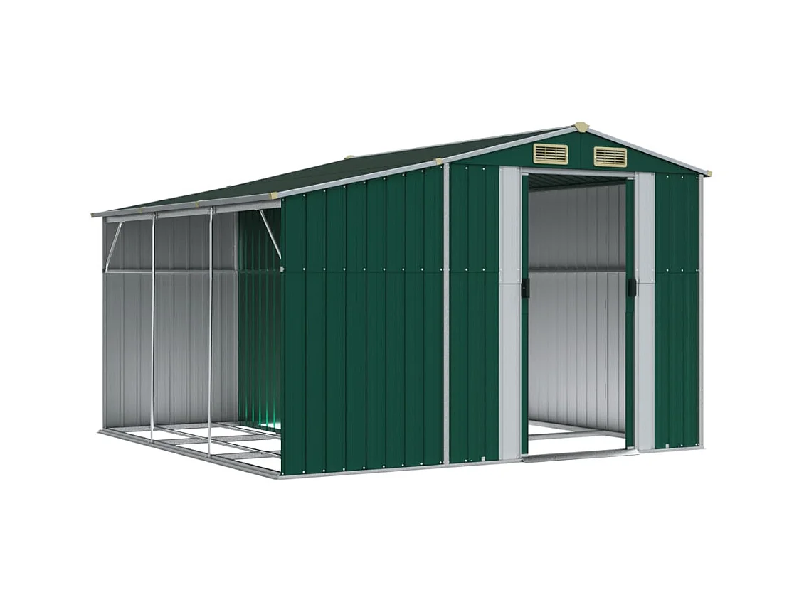Casetta da giardino casetta per cabine ripostiglio casetta per la casa casetta per attrezzi da esterno robusta 277 x 279 x 179 cm acciaio zincato verde 02_0022377