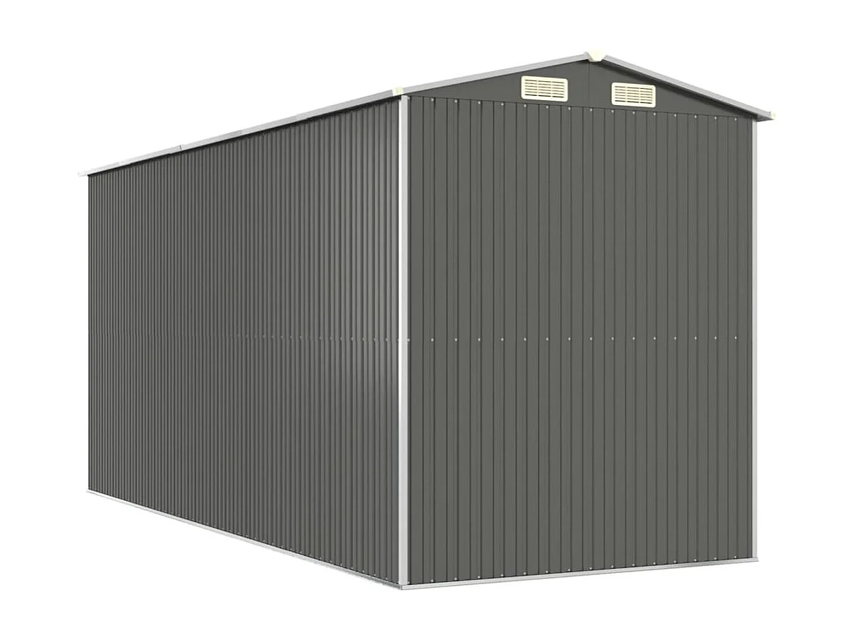 Casetta da giardino cabina ripostiglio capanno da esterno capanno per attrezzi robusta colore chiaro 192 x 440 x 223 cm acciaio zincato grigio 02_0022258