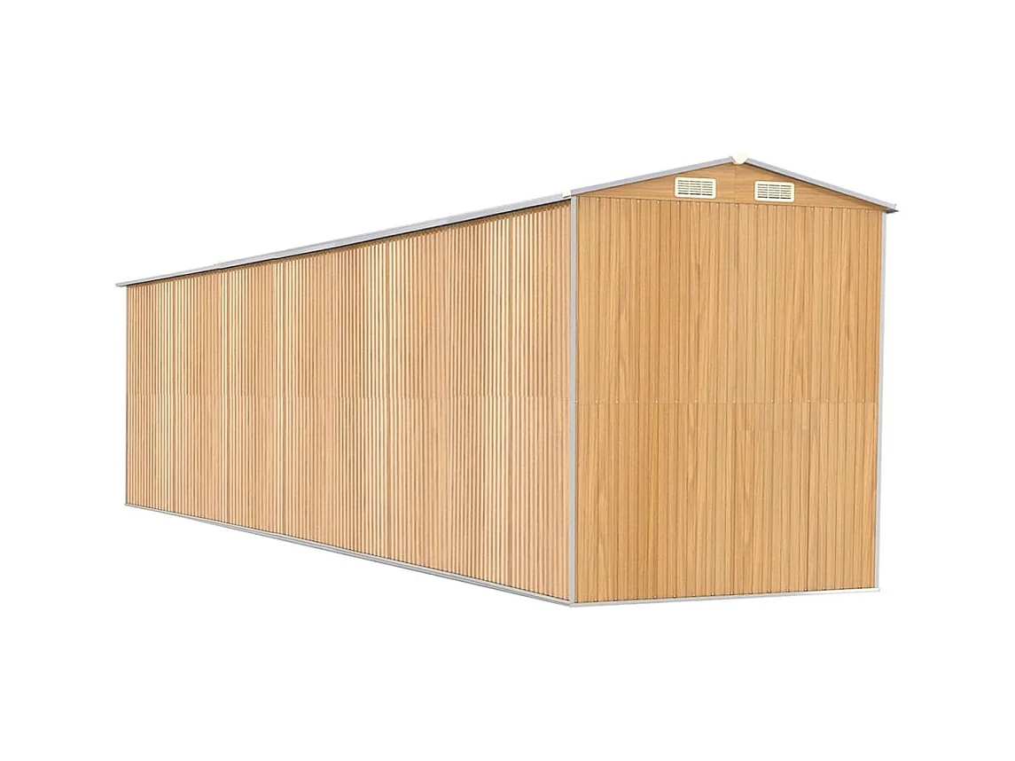 Galpão de jardim Cabine Galpão Casa de armazenamento Galpão ao ar livre Ferramentas Robusto Transparente 192 x 855 x 223 cm Aço Galvanizado Marrom 02_0022310