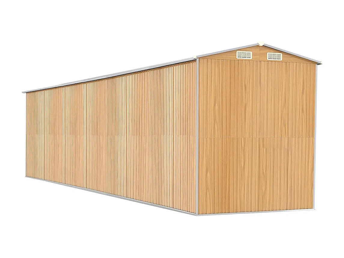 Galpão de jardim Cabine Galpão Casa de armazenamento Galpão ao ar livre Ferramentas Robusto Transparente 192 x 855 x 223 cm Aço Galvanizado Marrom 02_0022310