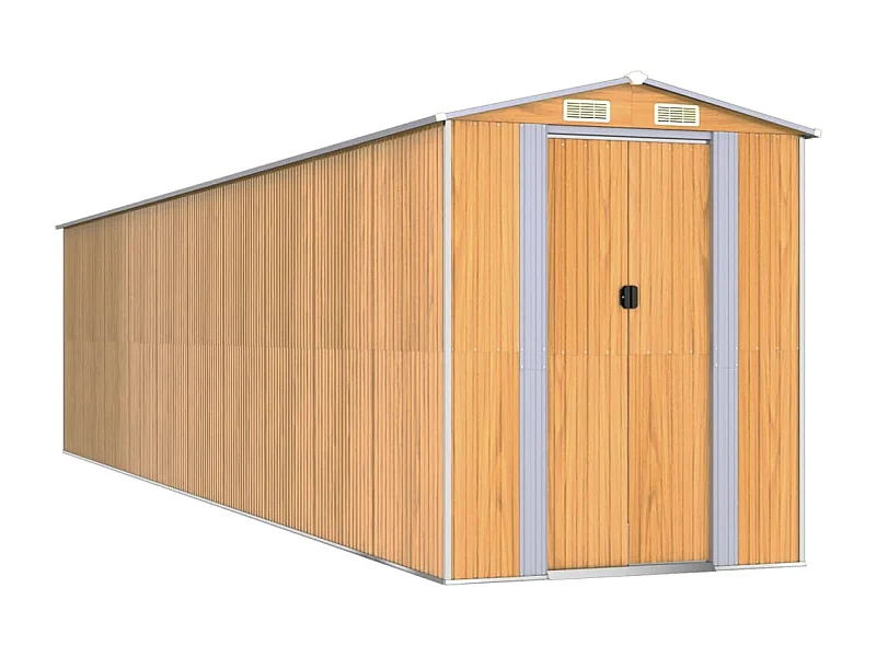 Galpão de jardim Cabine Galpão Casa de armazenamento Galpão ao ar livre Ferramentas Robusto Transparente 192 x 855 x 223 cm Aço Galvanizado Marrom 02_0022310