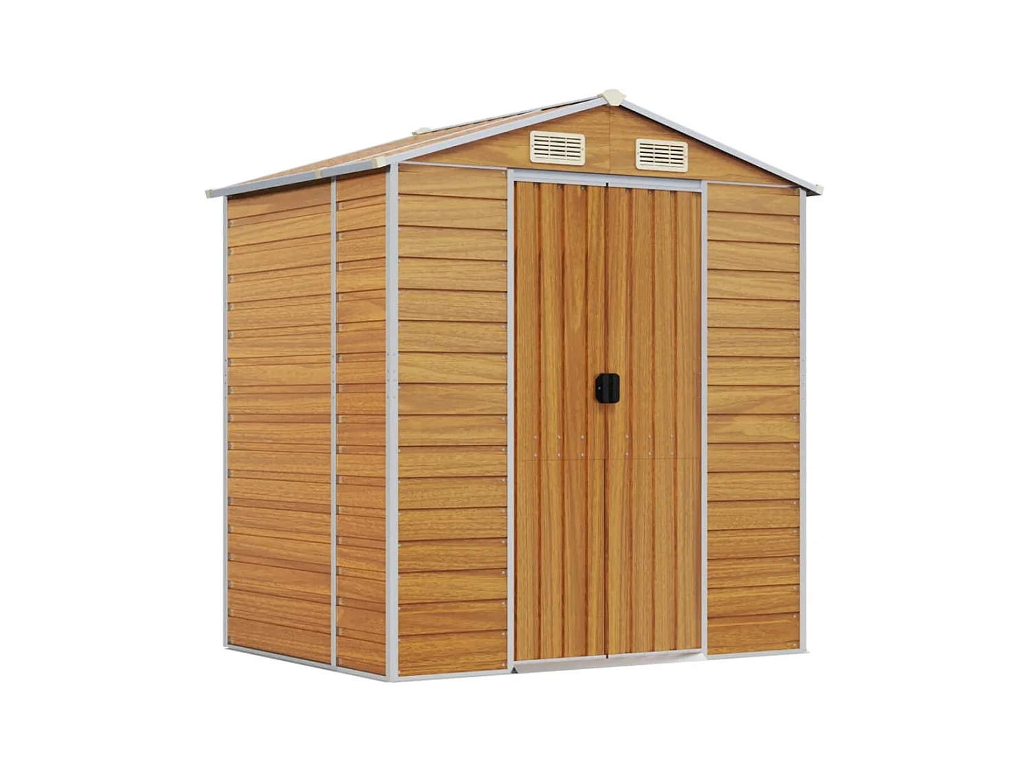 Galpão de jardim Cabine Galpão Casa de armazenamento Galpão ao ar livre Ferramentas Robusto Transparente 191 x 130 x 198 cm Aço Galvanizado Marrom 02_0022288