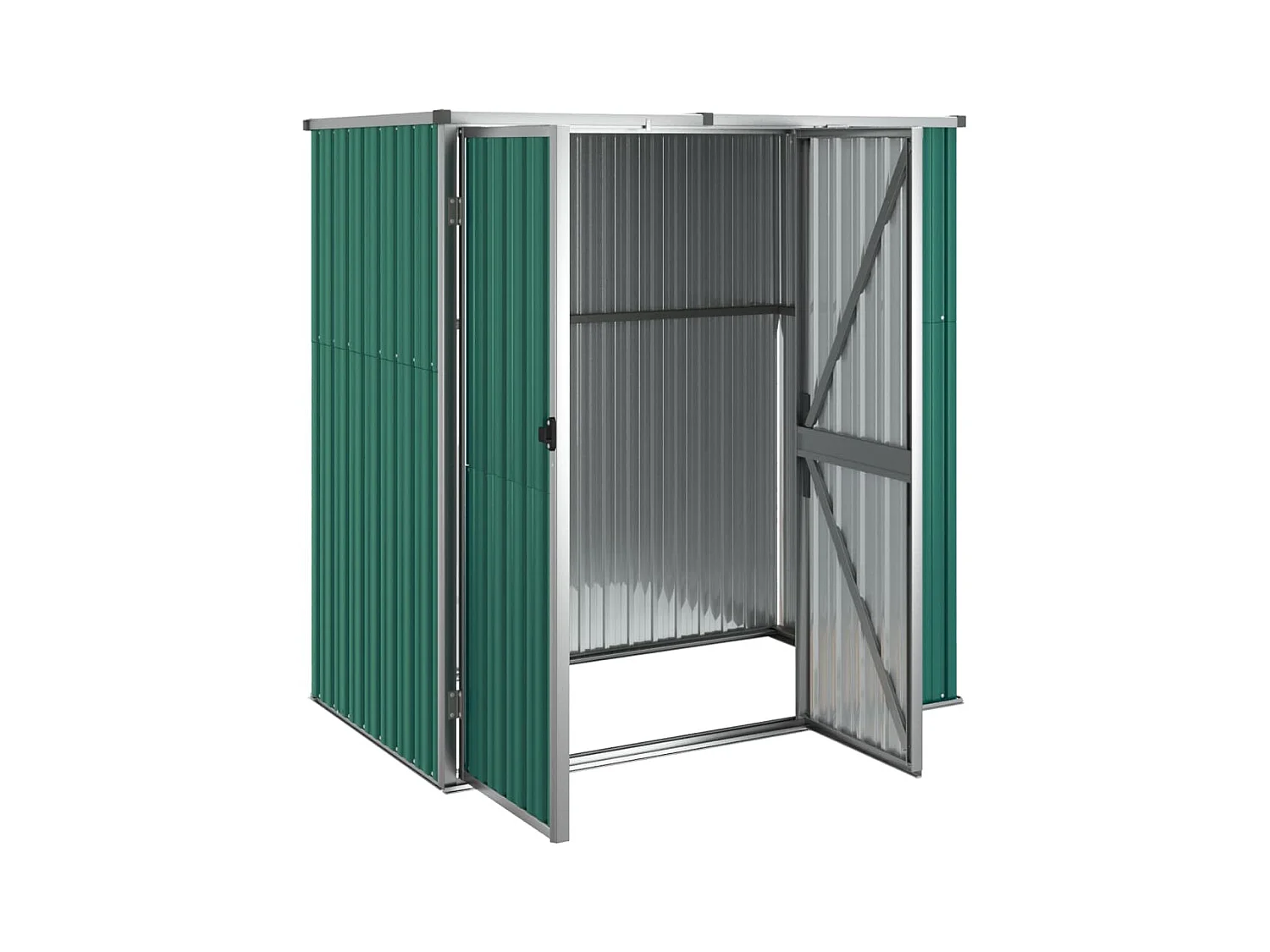 Casetta da giardino casetta per capanni casetta per ripostigli casetta per attrezzi da esterno robusta 161 x 89 x 161 cm acciaio zincato verde 02_0022429