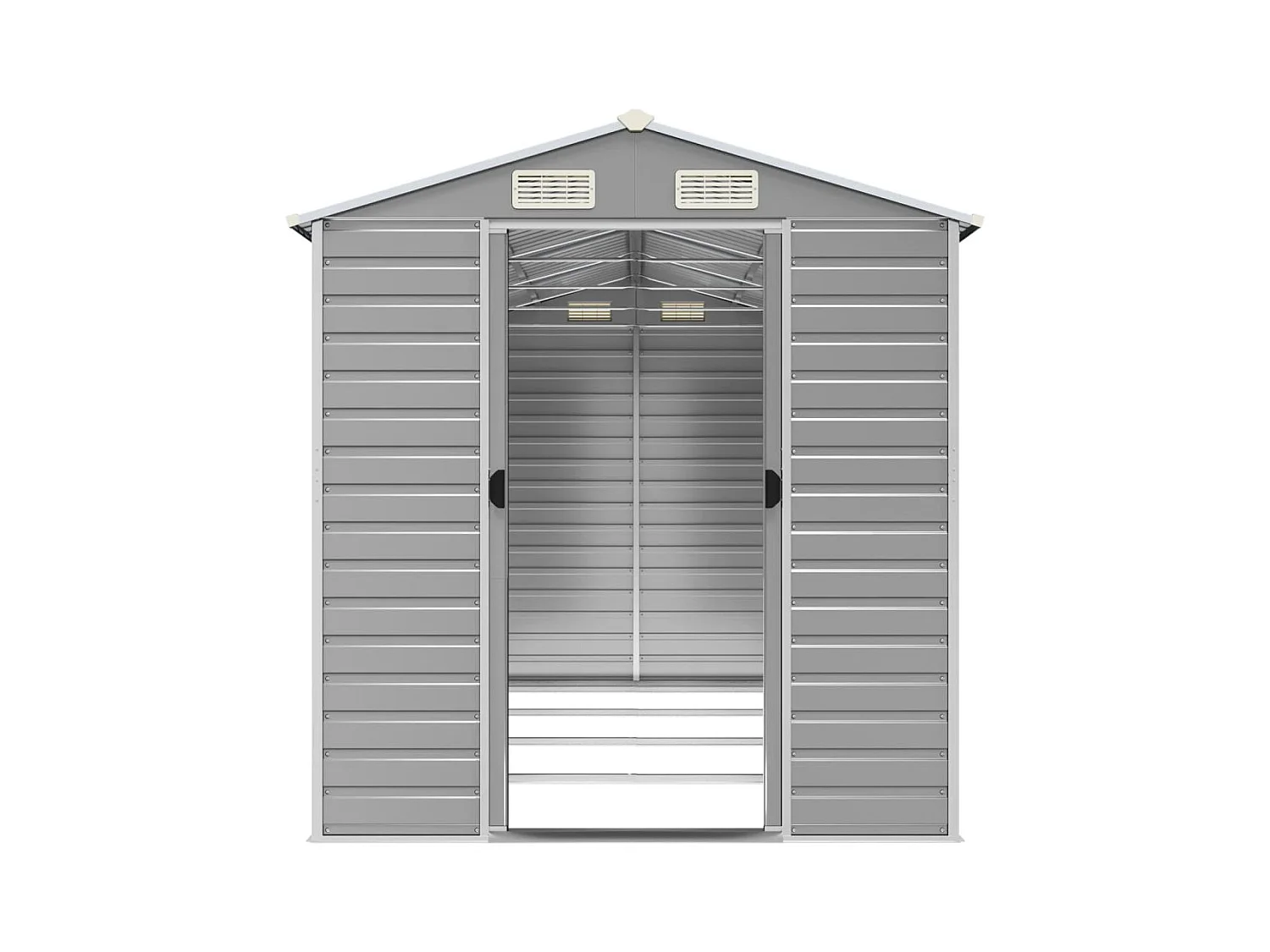 Galpão de jardim Cabine Galpão Casa de armazenamento Galpão ao ar livre Ferramentas Robusto Transparente 191 x 385 x 198 cm Aço Galvanizado Cinza 02_0022244