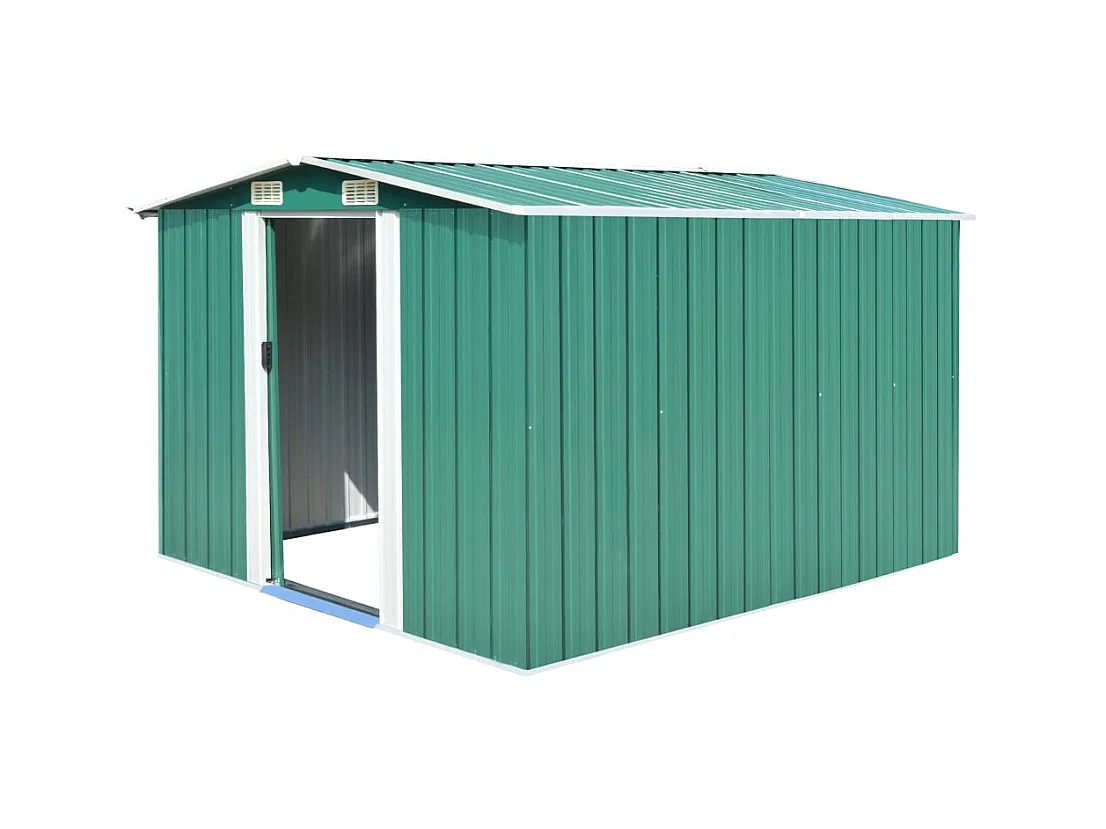 Casetta da giardino casetta per cabine ripostiglio casetta per la casa casetta per attrezzi da esterno robusta 257 x 298 x 178 cm verde metallo 02_0022165